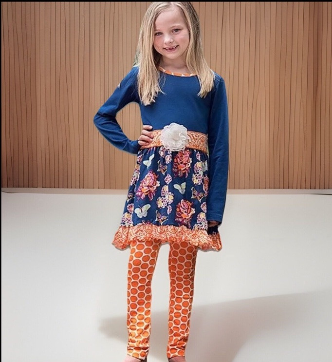 Girls NWT Ann Loren Pants Set & Dress Top 2 Pc Set Free Bow 3T