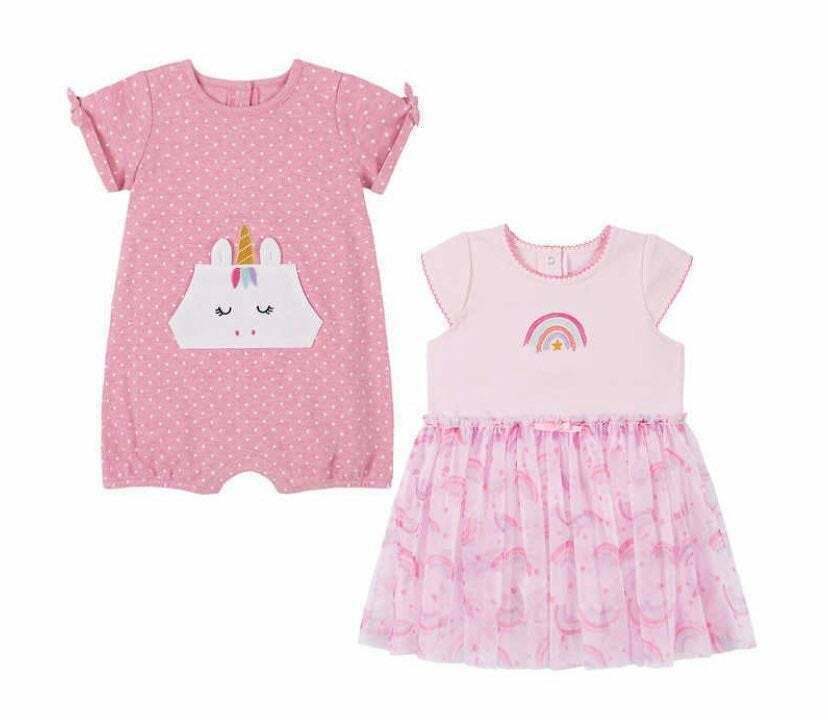 NEW! Kids Headquarters Two (2) Piece Girl’s Romper Set Unicorn Girl’s Size 6-18M