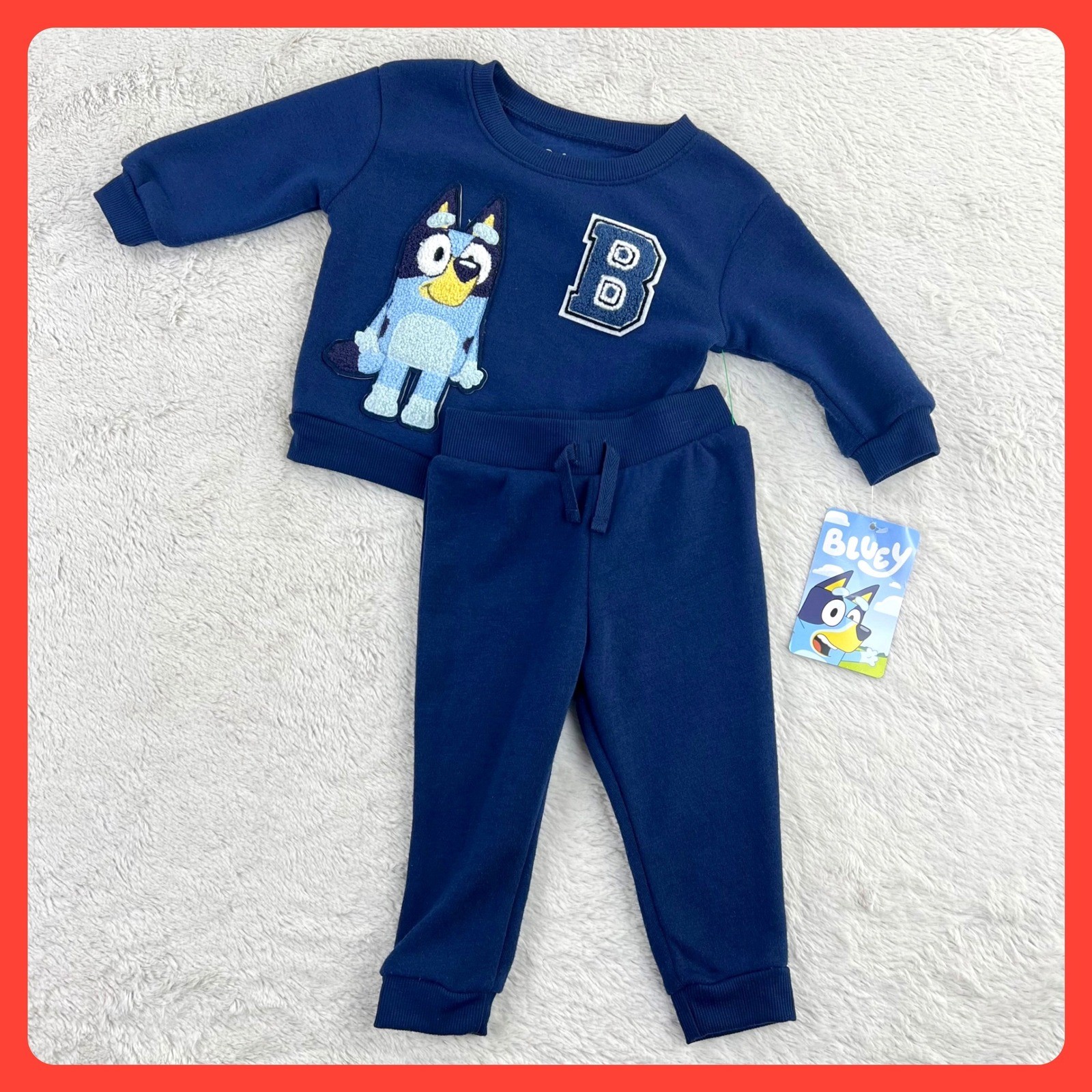BLUEY Disney Shirt Pants Baby 12M Blue Sweatshirt Jogger Set BBC Australia