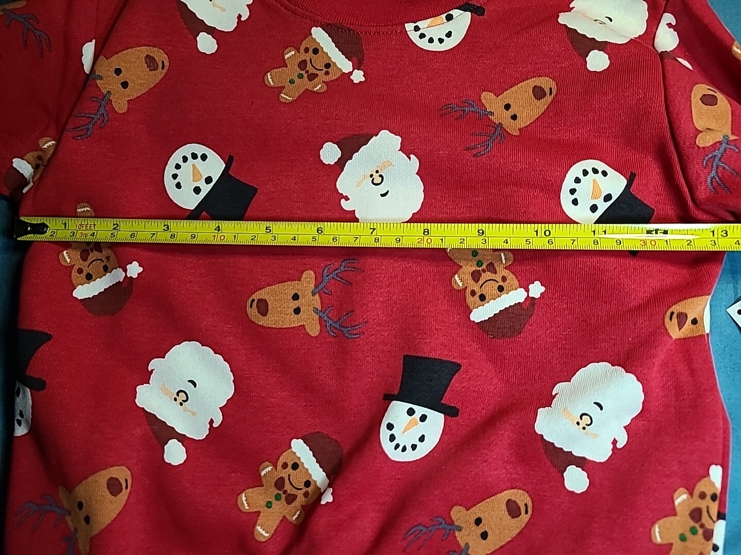 4T Holiday Time long sleeved shirt with Santa, Snowman, Gingerbread. Warm