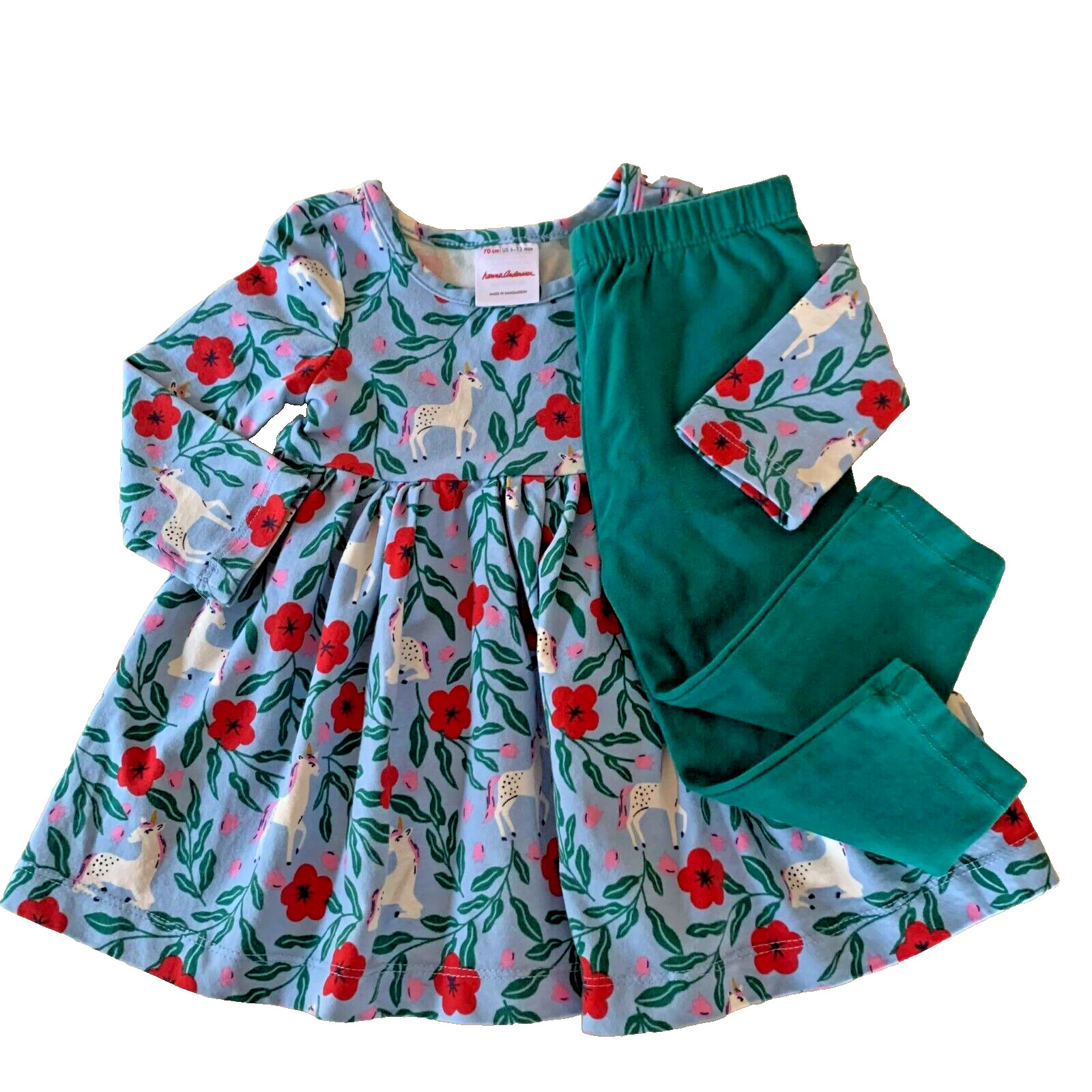 Hanna Andersson Unicorn Skater Dress & Leggings Set. Size 6–12 Months, 70 cm