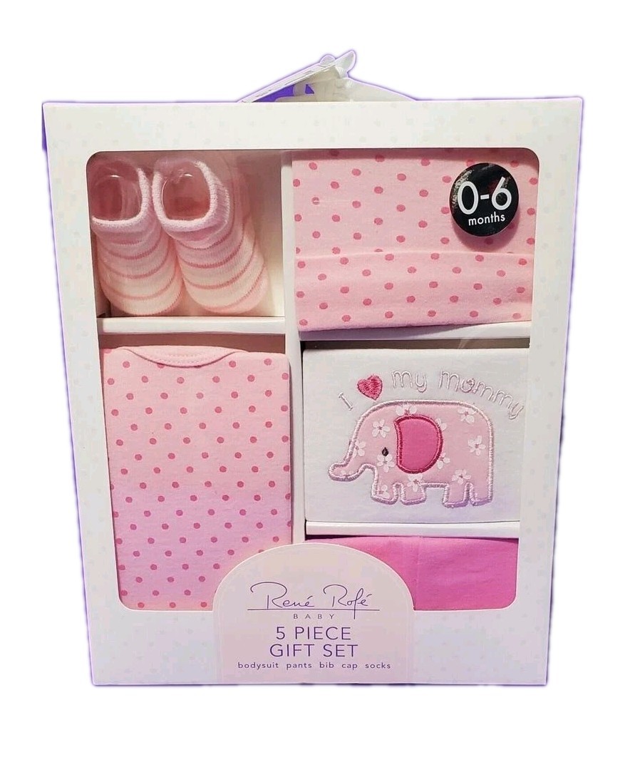 NEW in BOX Twinkle Star Baby Girl 5 Piece Boxed Gift Set Pink 0-6 mo. Rene Rofe