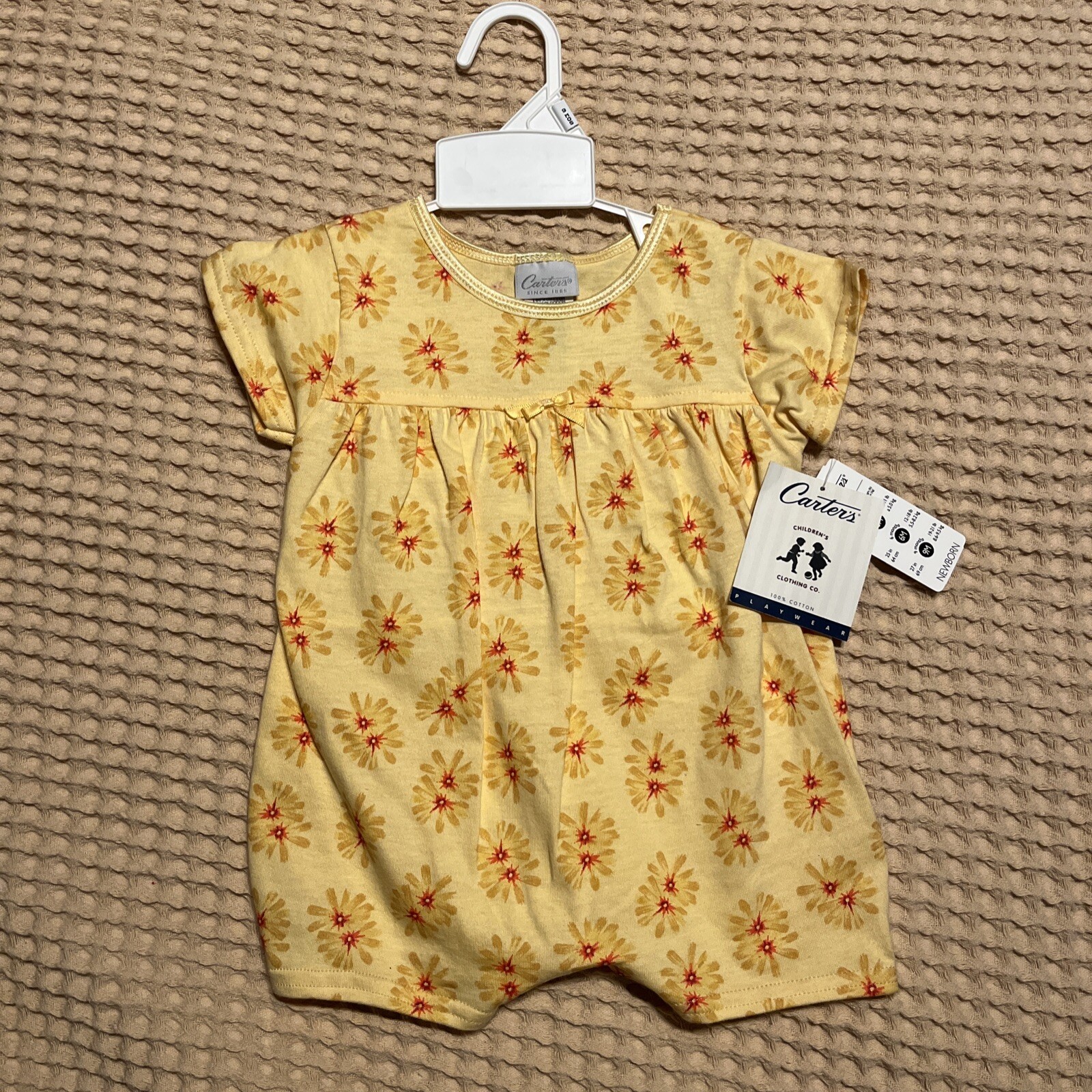 Carter’s Children Play Wear Girls 6-9 Months Yellow Floral Romper NWT