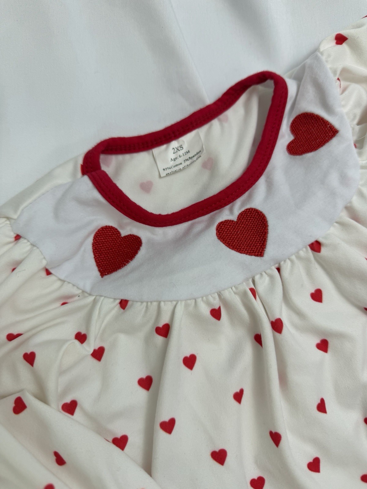 Baby Girls 6-12M 2pc Valentines Day Heart Print Top & Red Ruffle Pants Set