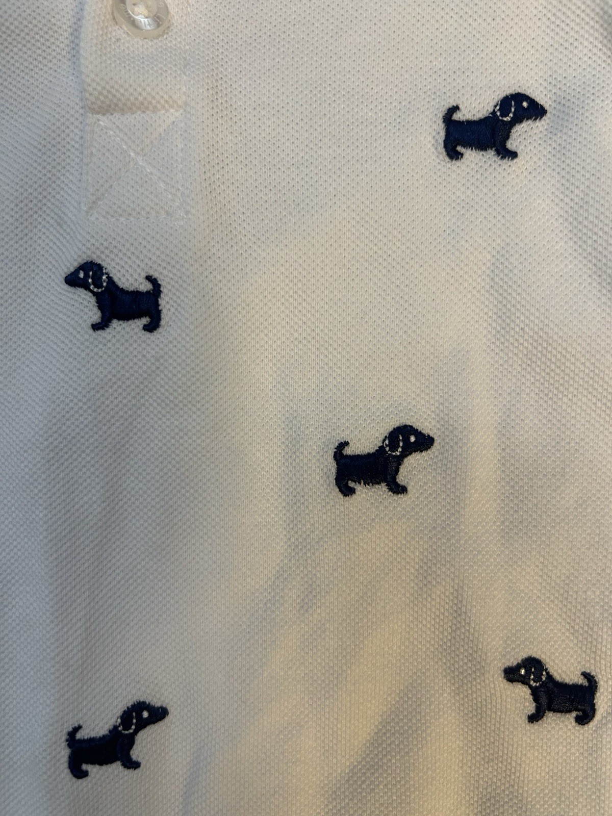 2-Little Me Puppy Dog Polo Romper Set 6M Baby Boy Navy White