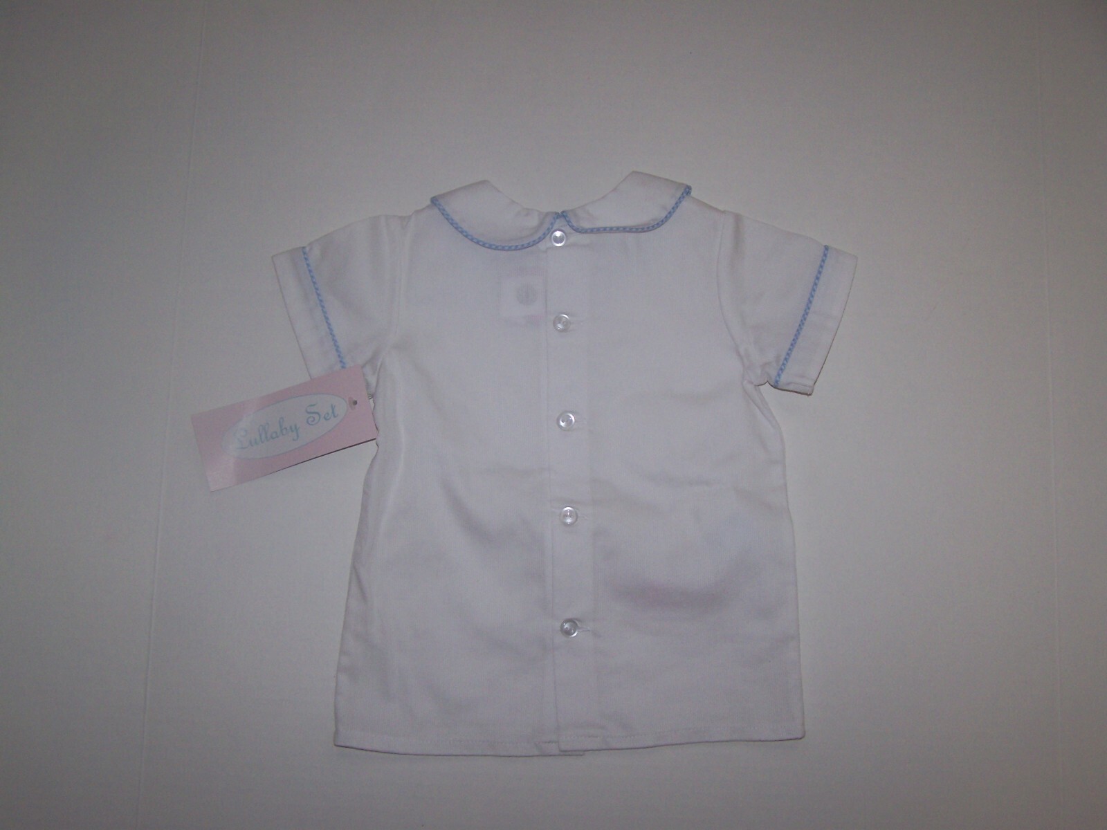 Lullaby Set Boutique Boys Bunny Diaper Set Blue/White Short Sleeve Size 12M NWT