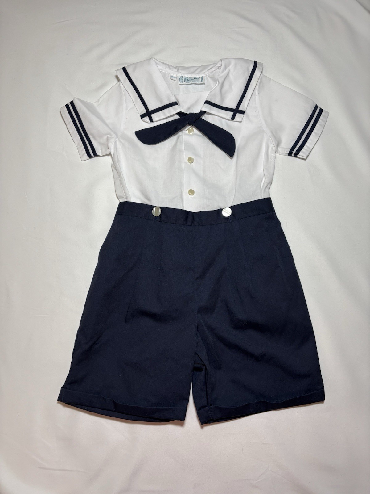 Feltman Bros Boys Nautical Sailor Shorts Set 4T White Navy Shirt Bow Button