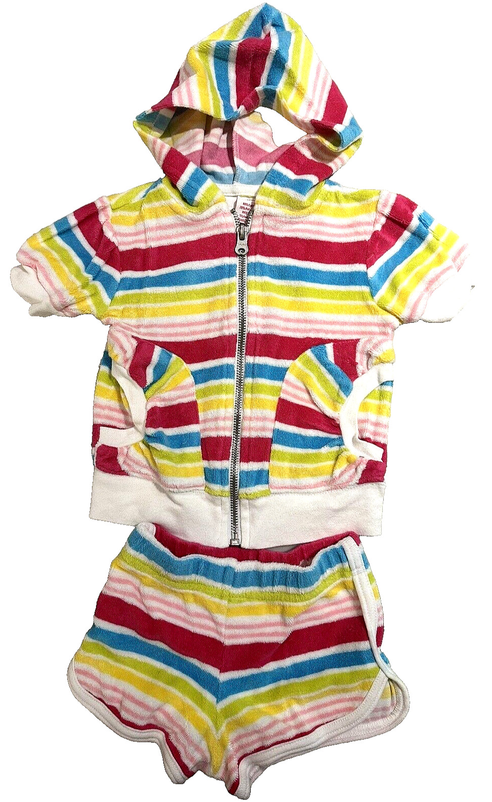Vintage Amy Coe Baby Girl 12 Months Track Outfit w Hooded Jacket & Shorts