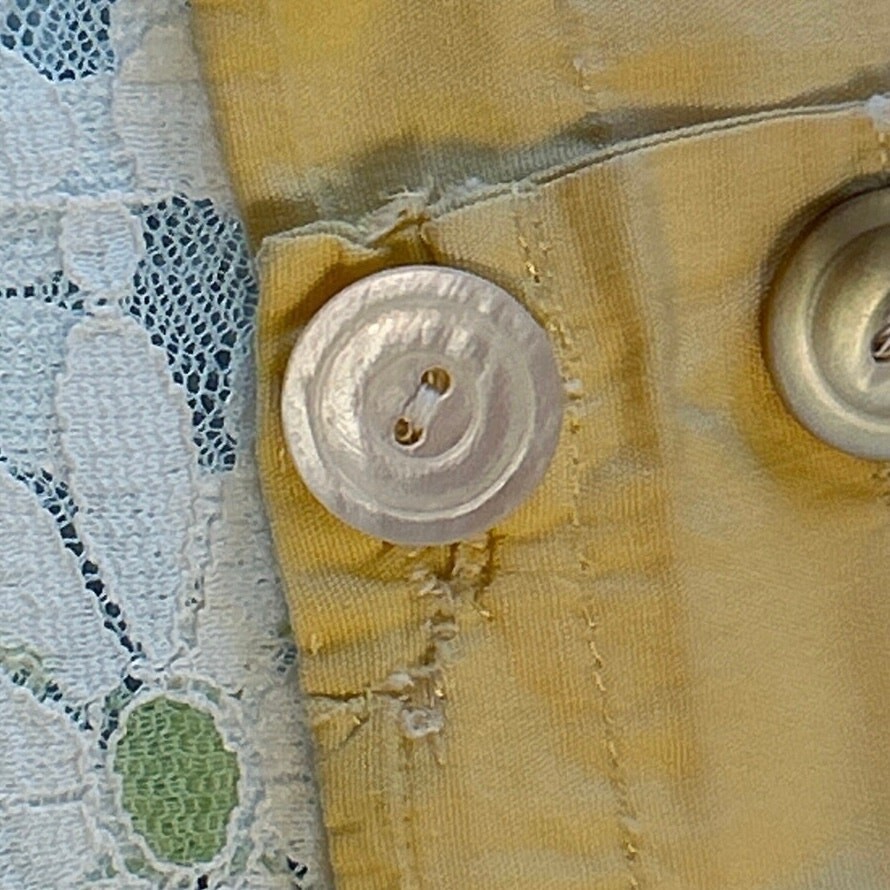 Vintage Toddler Yellow Shirt/Short Set, Homemade Embroidered Button Up Romper