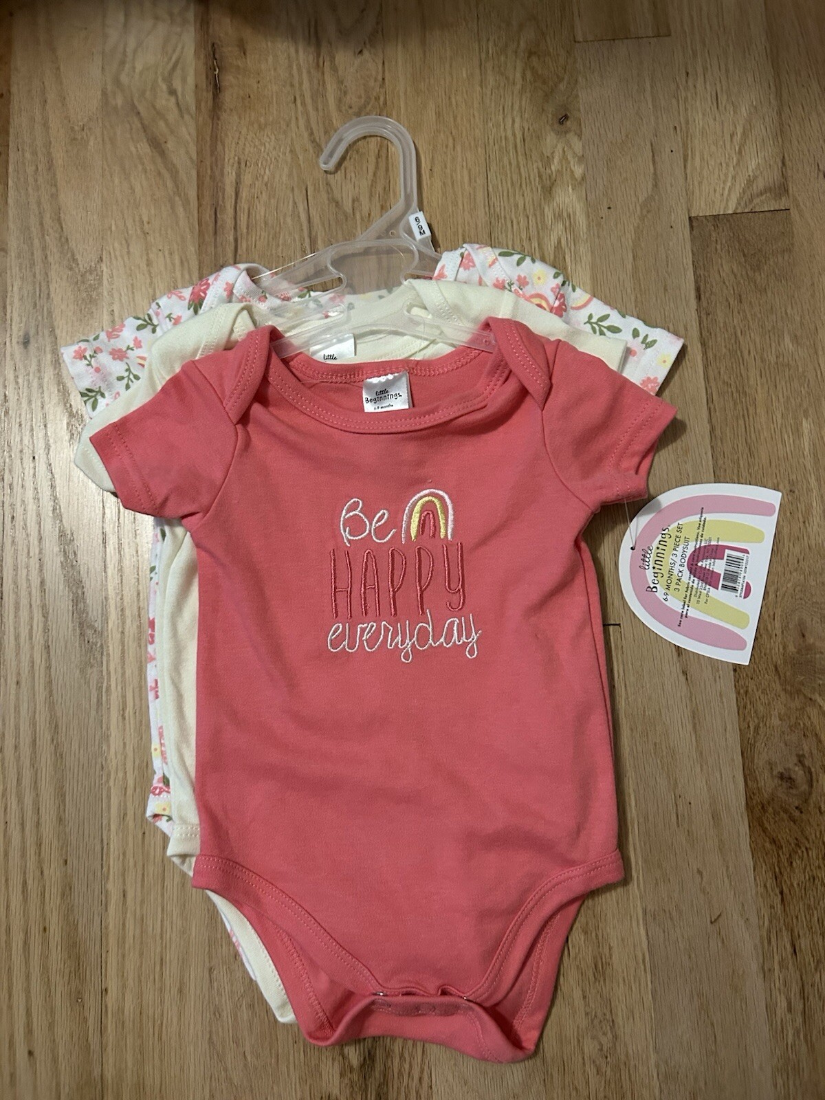 Little Beginnings Infant Baby Girl 6-9 Month Casual/Play Bodysuit Set NWT