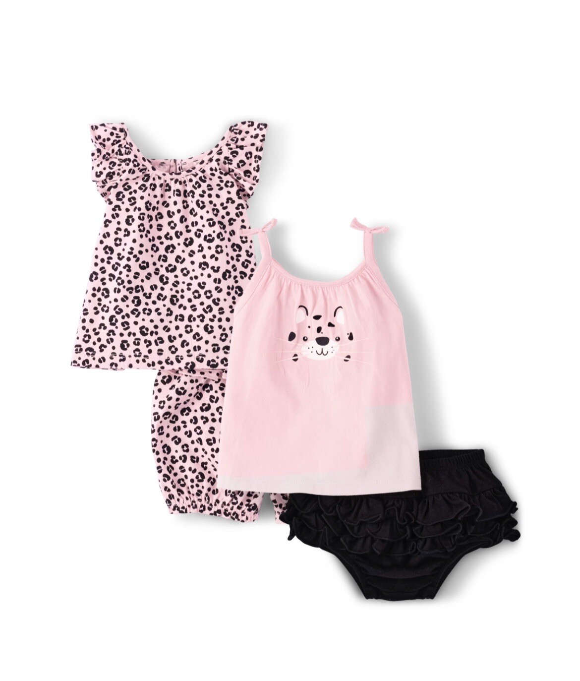 Bundles Baby By Children’s Place Girls Set 4 Pc Leopard Blush Tank/Shorts 18-24M