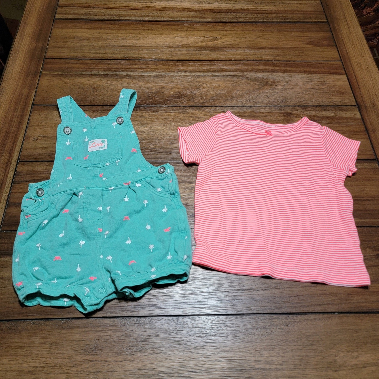 2 Pc Carter’s Infant Overalls and Matching Tee Set Palm Trees – Size 24M