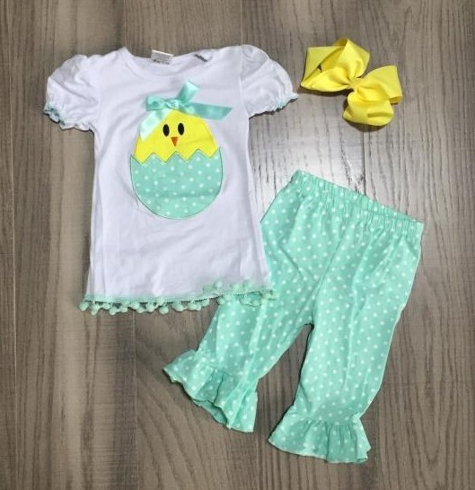 NEW Boutique Easter Bunny Rabbit Chick Girls Tunic Outfit Set