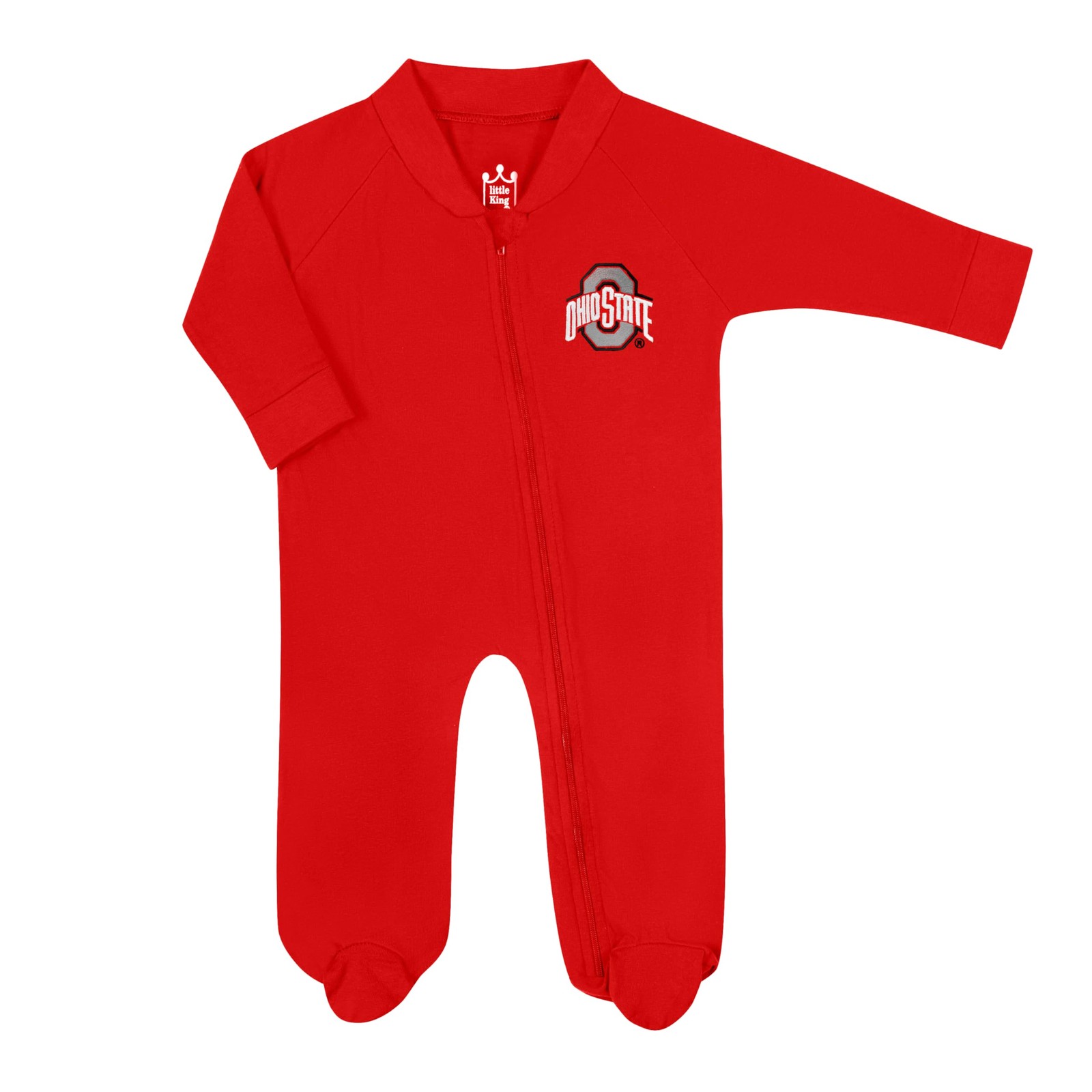 Little King Ncaa Long Sleeve Full Zip Footed Romper Embroidered Team Logo-Ohio