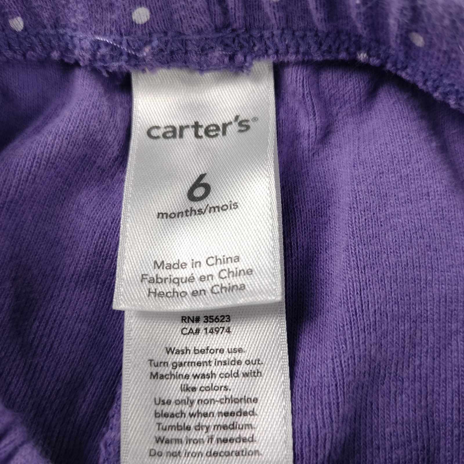 Carter’s Lot Of 3 Purple 6-Months T-Shirt Footie Pants Hoodie Zippered Vest