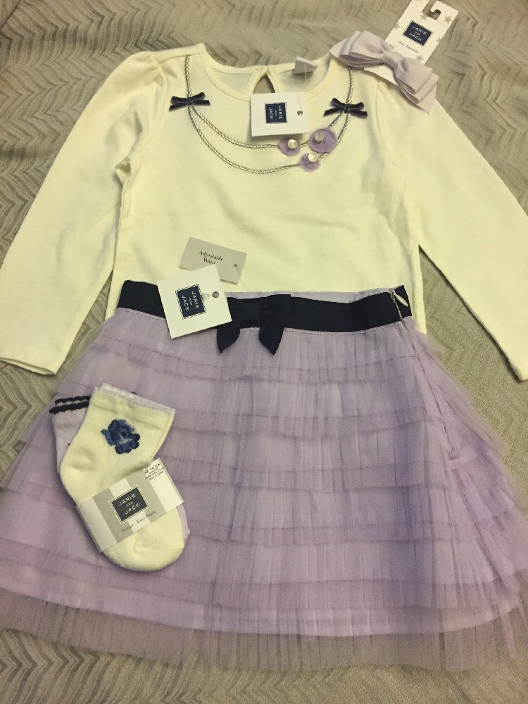 NWT Janie And Jack 5-piece HOLIDAY WINTER Lavender Bow Tulle Skirt SET 18 24