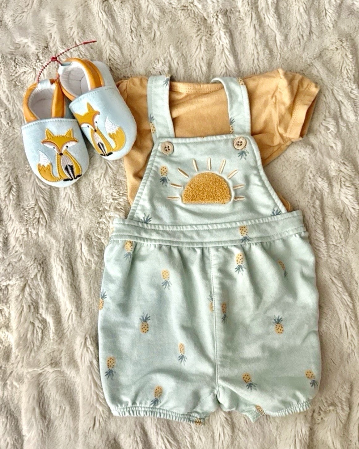 Baby’s Pekkle Overall & Shorts 4 pieces Set Lt Blue (Sun) Size 3M NWT +Shoes