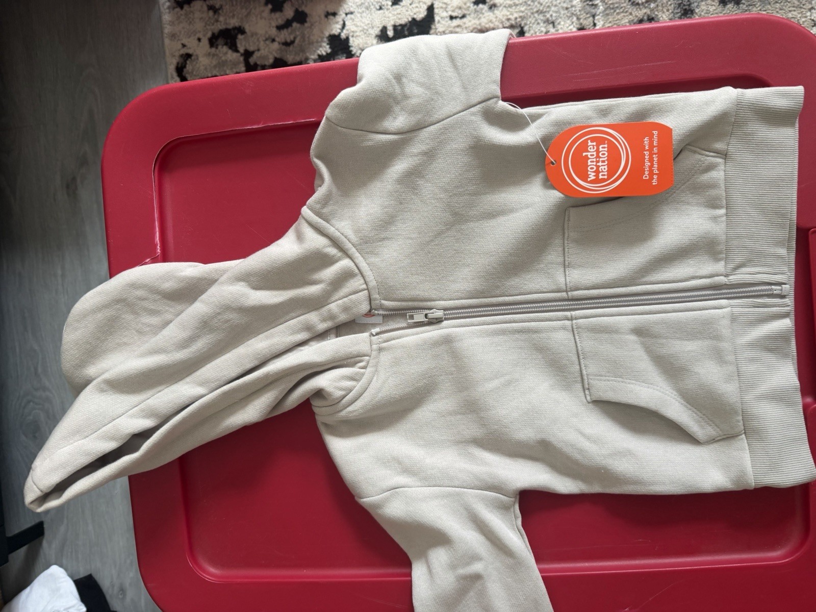 Wonder Nation Beige Sweatsuit Hoodie & Pants Set Unisex Baby Toddler Zipper Fall