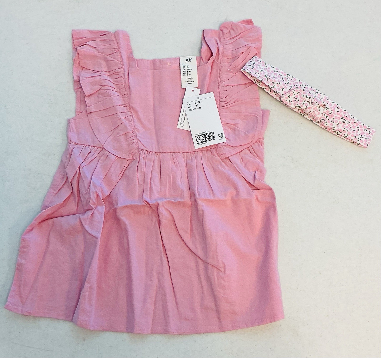 H & M Little Girls 3-Piece Set Floral Set With Pants, Top, And Headband Size 3T