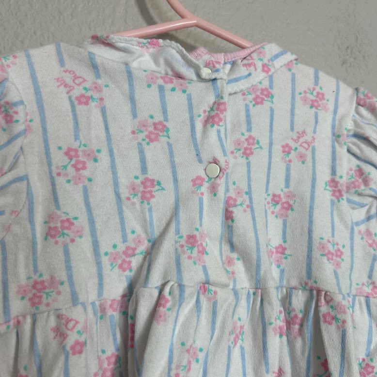 Vtg Baby Dior Infant Girls 6-12 Months Two Piece Set Dress Bloomers Floral 90s