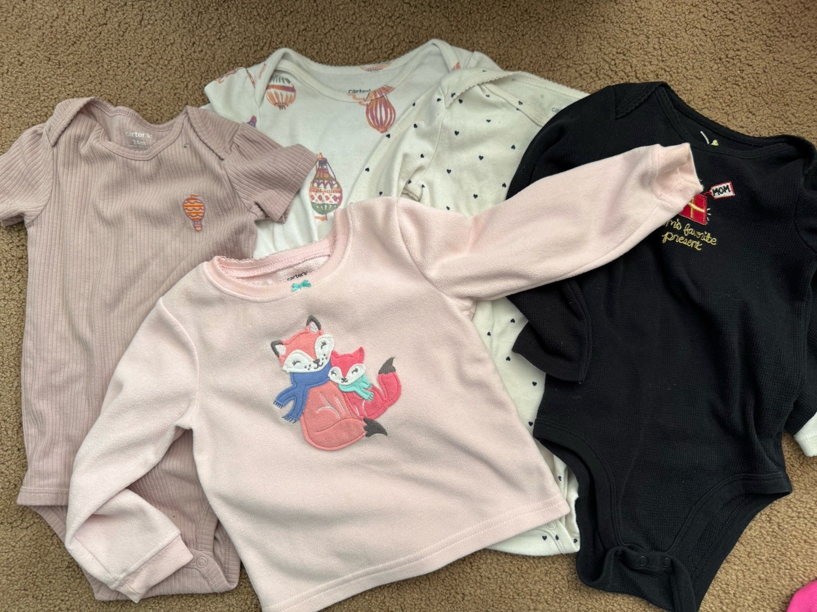 Carter’s 5 Piece Outfit Set 24M Fox Balloon Heart Bodysuit Shirt Gift Print