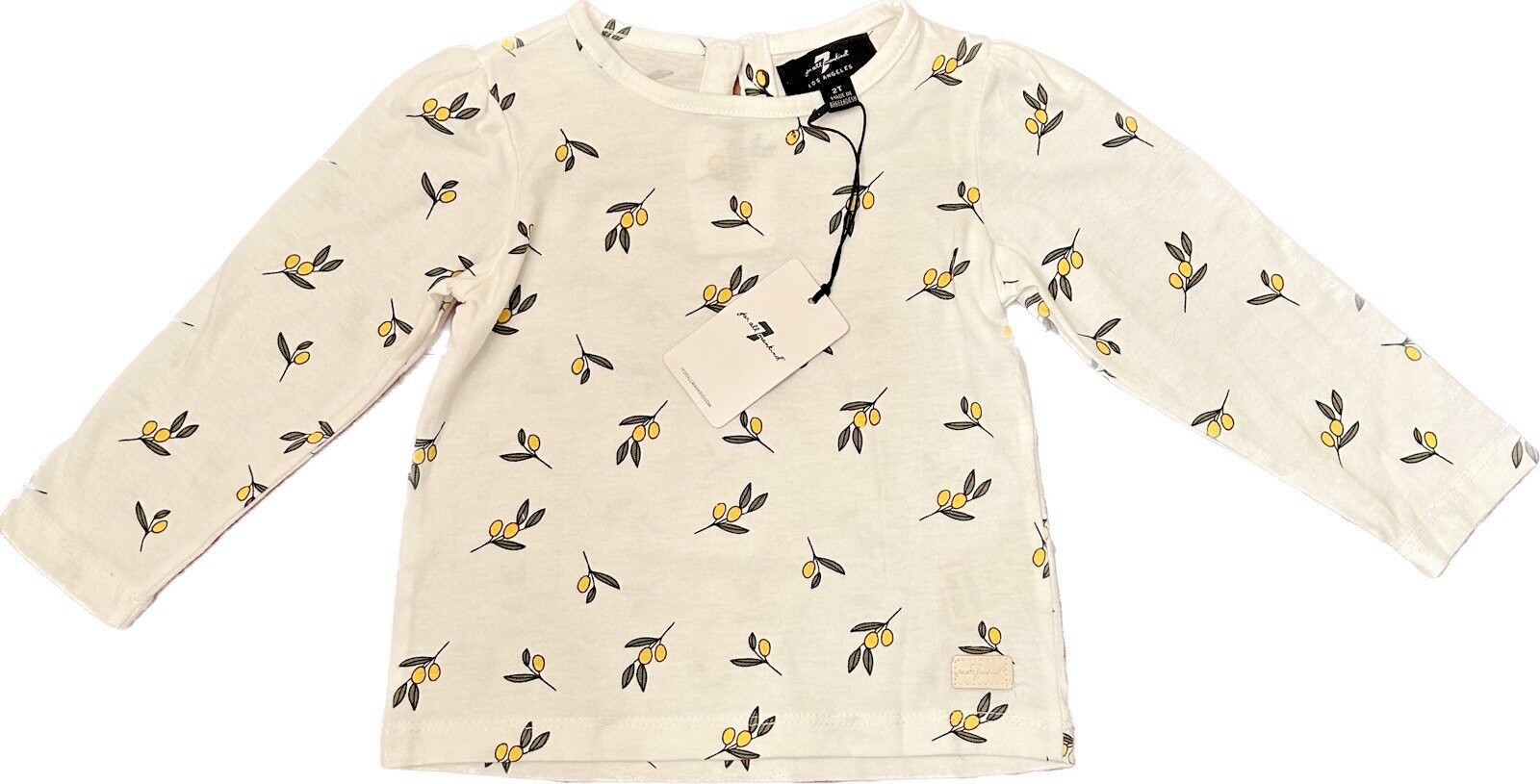 Lemon Citrus Long Sleeve Top Girls 2T Yellow White Summer 7 for All Mankind NWT