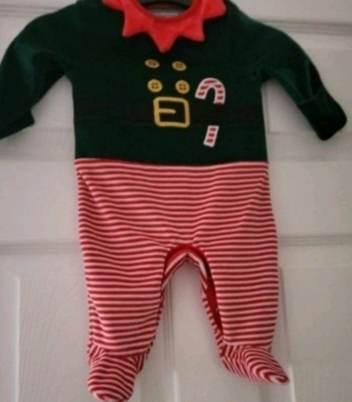Infant Boy Primark Velour Christmas Elf Romper Outfit Size 0-3 Months NWOT