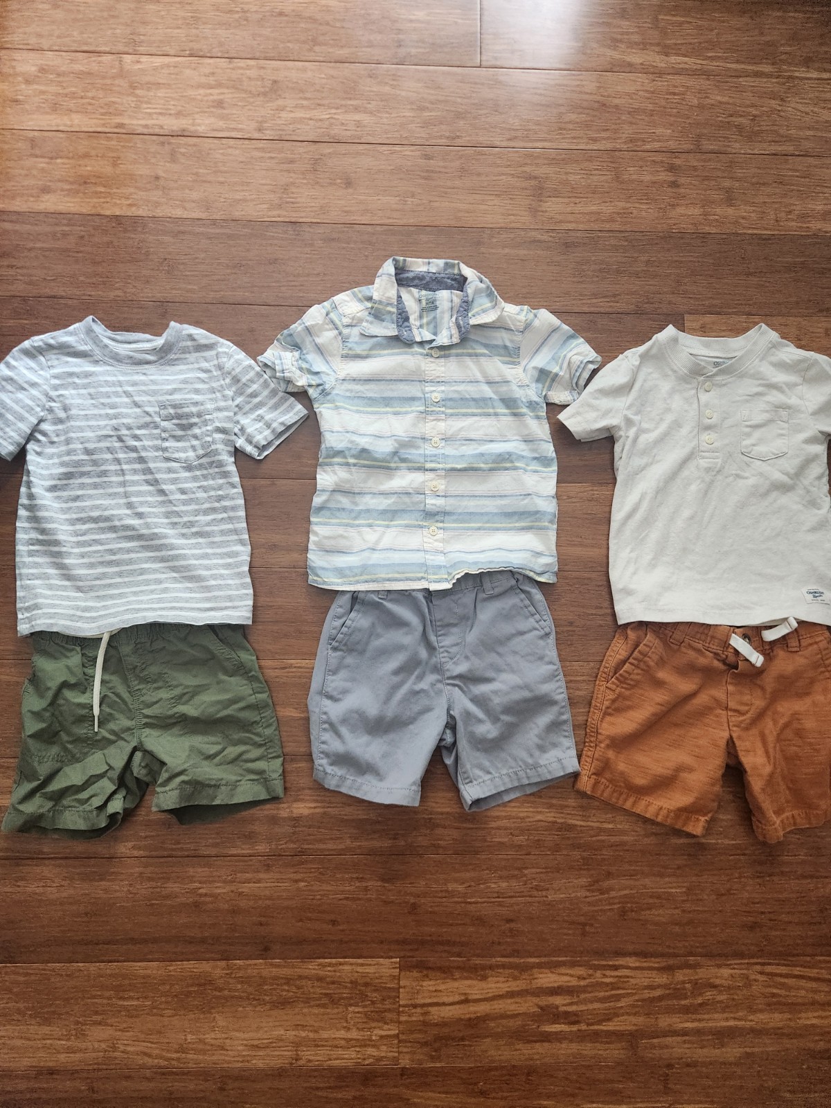 Boys Short Sleeve Button Shirt And Shorts Kids Summer Outfits Various Brands, 3T