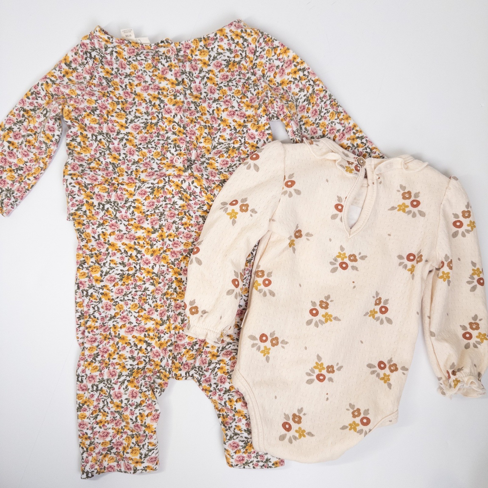 Jessica Simpson Rabbit Bear Romper Bodysuit Baby 0-3M Floral Ivory Set Boho