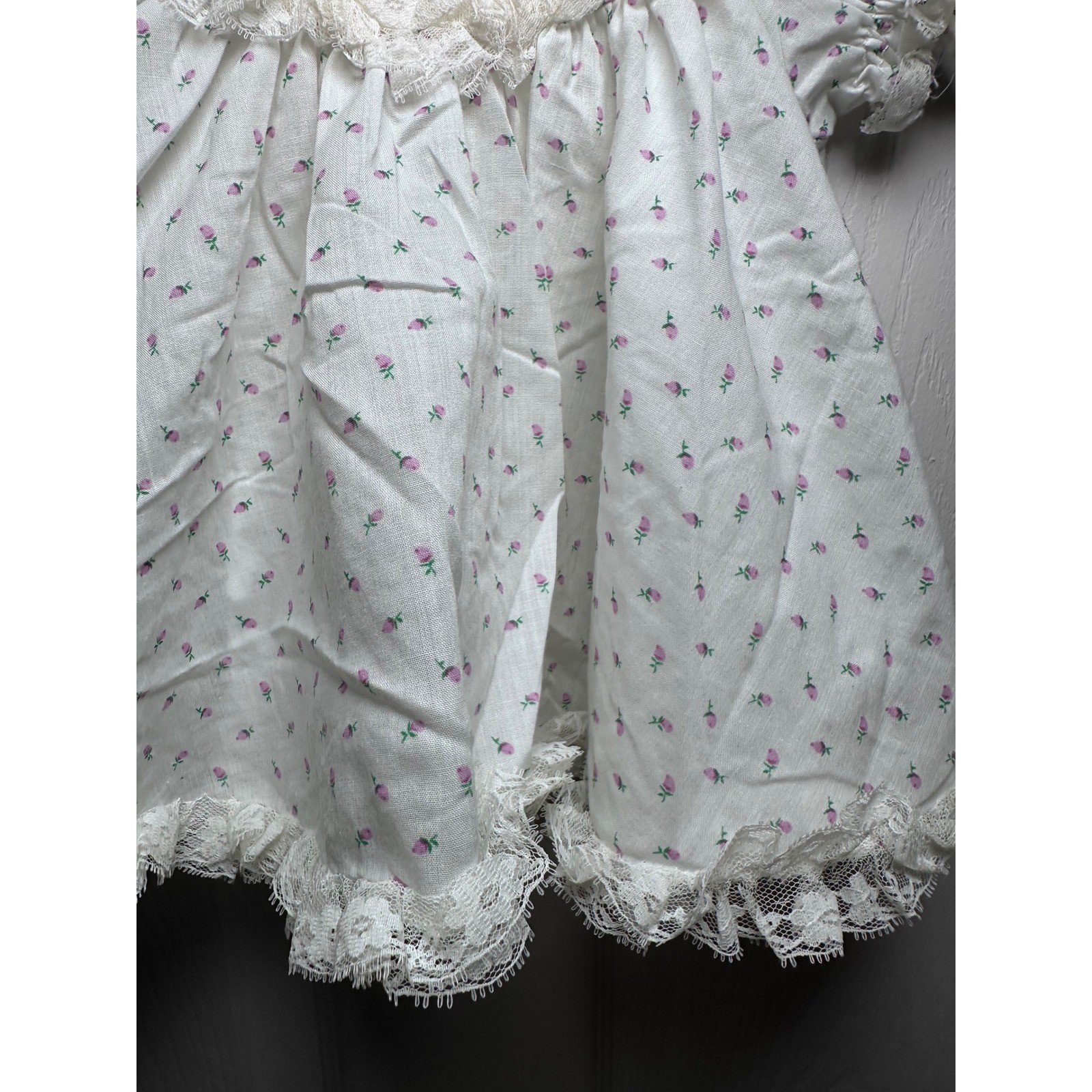 VTG Bryan Baby Girl USA Purple Floral Lace Trim Bloomers Set Outfit 6-9M USA