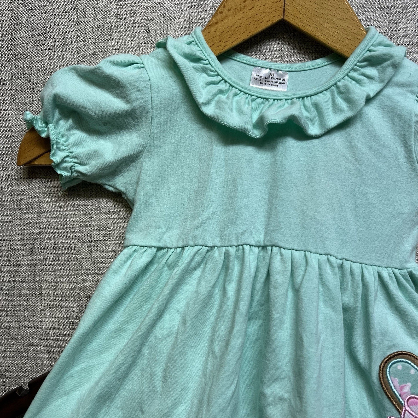 Little Girl’s Easter Bunny Tunic Ruffled Legging Appliqué Med Read Measurement