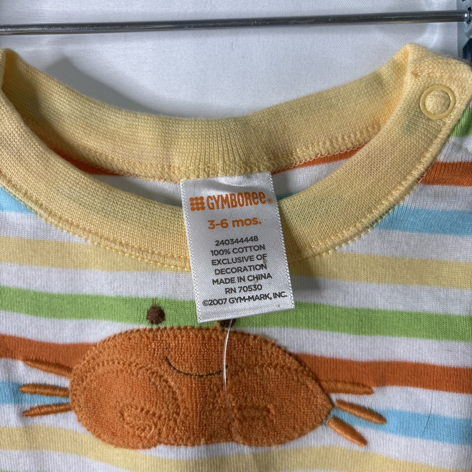 Gymboree 2007 One Piece 3-6mos Crab Snap Striped Short Sleeve Pant Outfit NEW