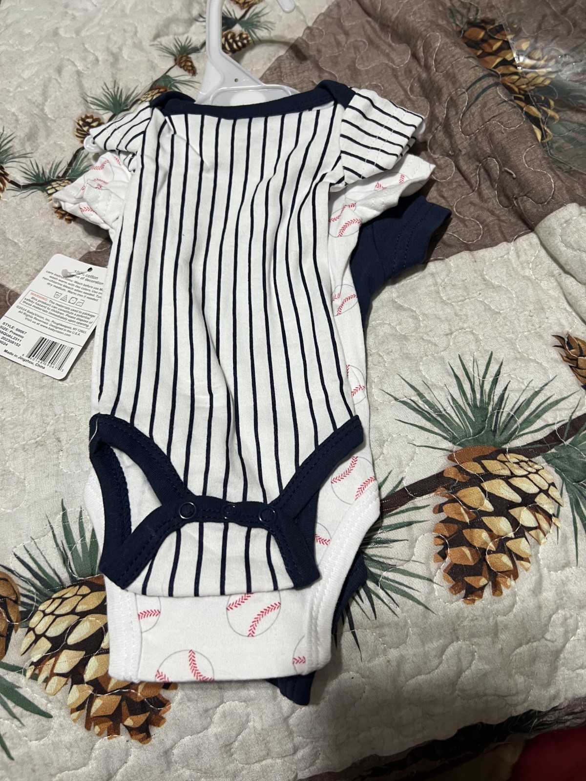 3 Lovable Friends bodysuits and 2 Child of Mine pants for premie boys