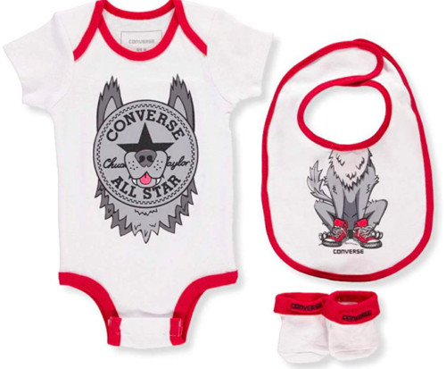 Converse Baby 3-Piece Set – MC0030 174 – White / Red – Black – Size: 6-12 Months