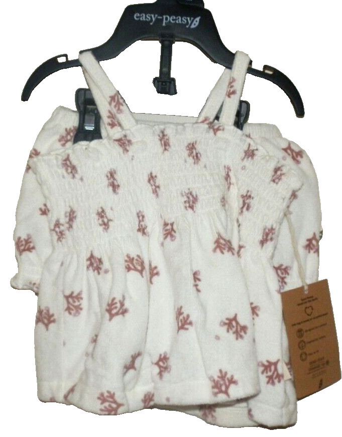 New Girls 6-9 Months Tank & Bloomers Set Terry Floral Print Easy Peasy Smockin