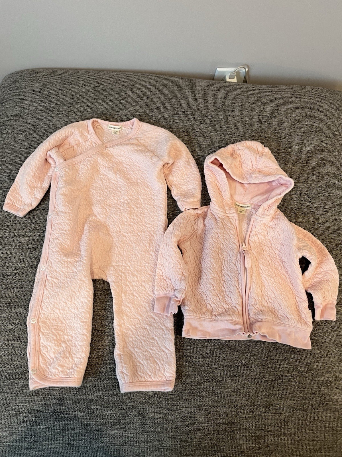 Burt’s Bees Baby Girl One Piece Jumpsuit And Hooded Track Jacket Size 12 Months