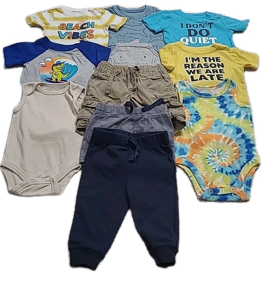 10PC Baby Boys 3-6 Months Short Sleeve Shirts Romber Tank Top Shorts Pants Lot