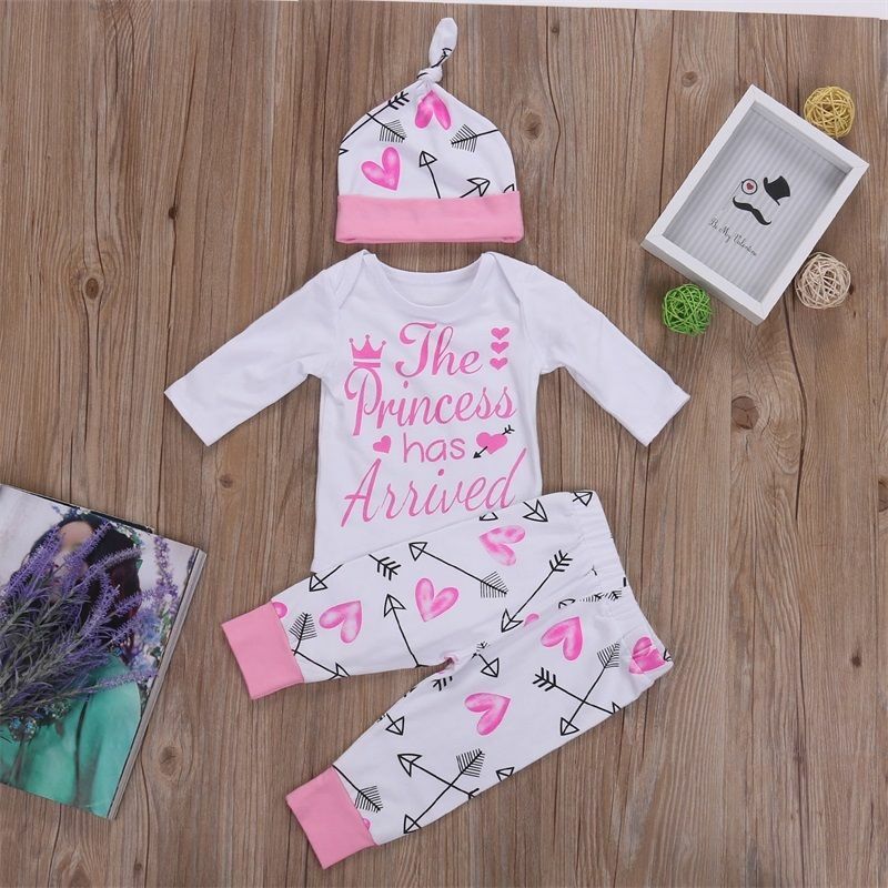 4PCS Newborn Infant Baby Girl Outfits Clothes Set Romper Bodysuit+Pants Leggings