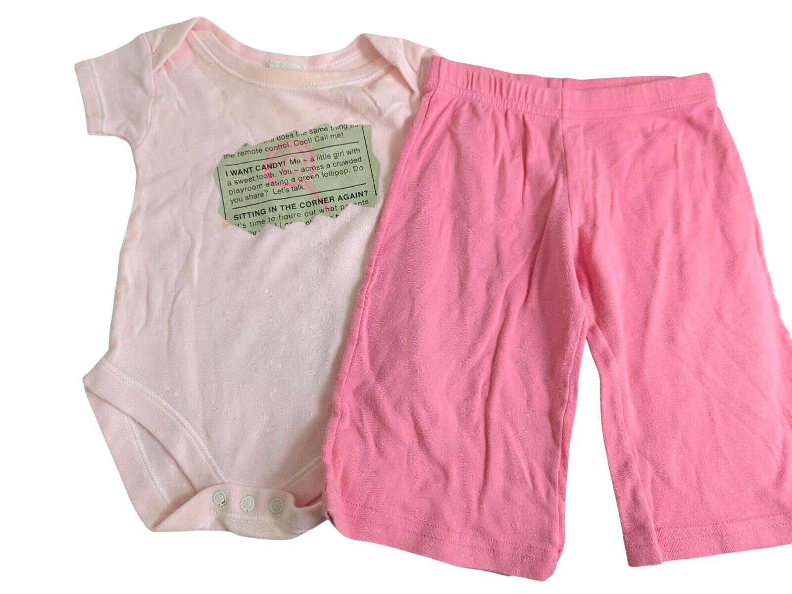 Haute Stuff Boutique Baby Girl Pink 12 Month Outfit Pink Pants 1 Piece Top Set