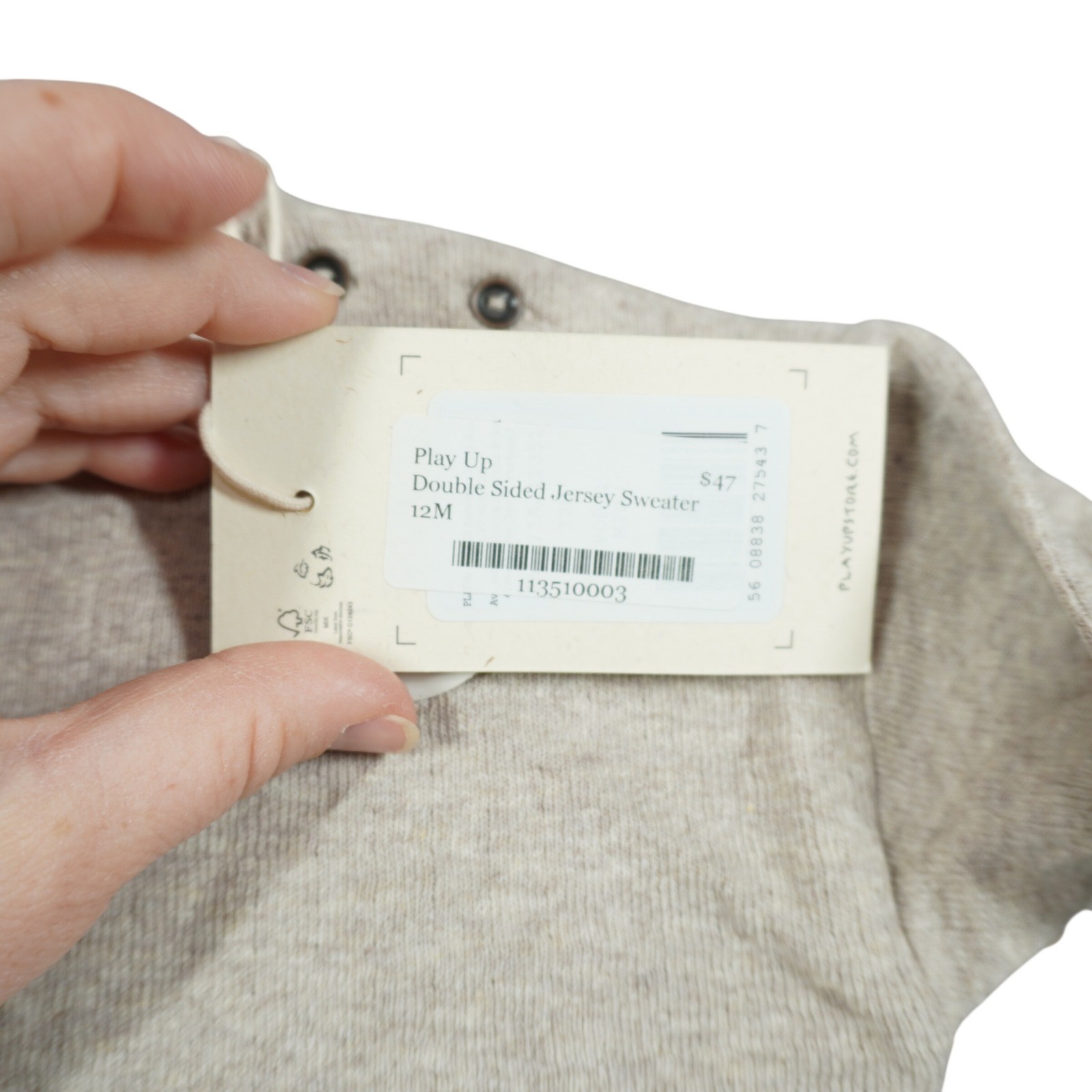 Play Up Baby Oatmeal Organic Cotton Jersey Sweater Pants Set 12M NWT Minimalist