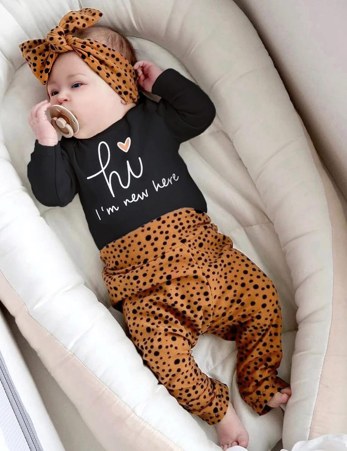 Newborn Baby Girl Clothes Hi I’M New Here Newborn Outfit Infant Romper Floral Pa