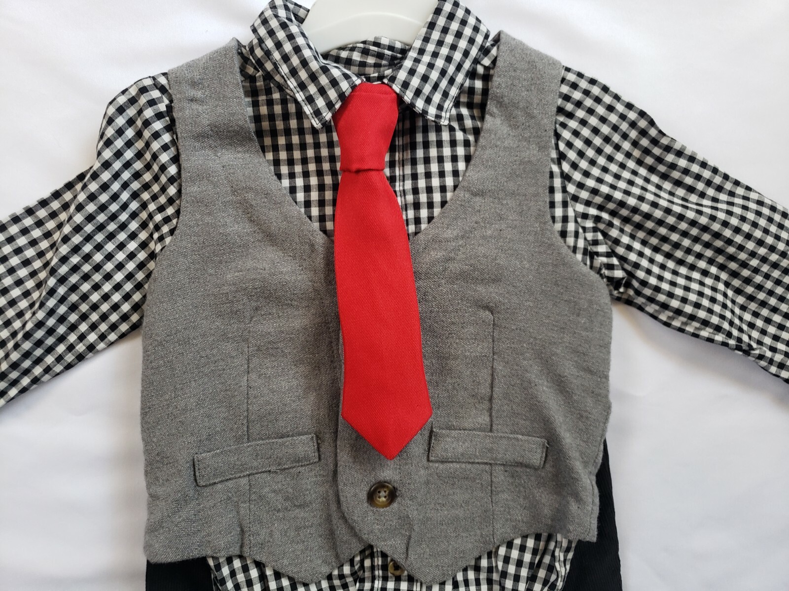 Carter’s Just One You Baby Boys 4 Piece Set Plaid Gingham Dressy Vest Sz: 6M, 9M