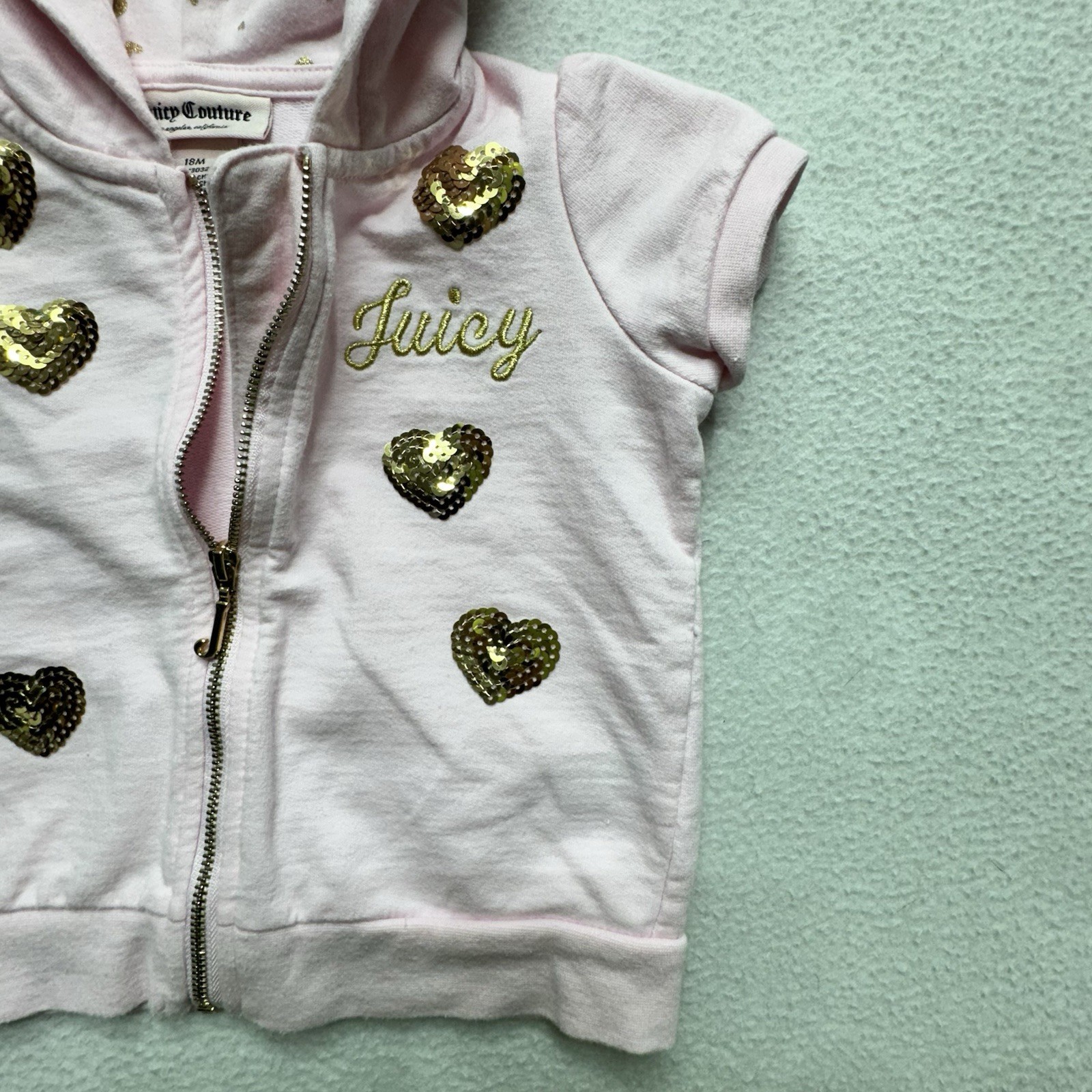Juicy Couture Girls 18 month pink hoodie sweatshirt sequin