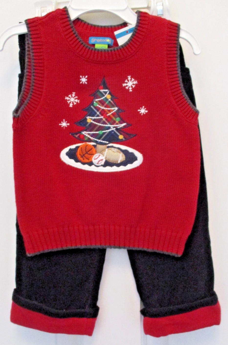 NWT, Toddler Boys Christmas Dressy Outfit with Pants & Sweater Vest, Size 24 Mo
