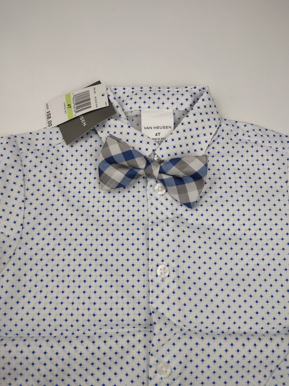 Van Heusen Boys 4-Piece Formal Suit Set, Vest, Pants, Dress Shirt & Tie, 4-T NEW