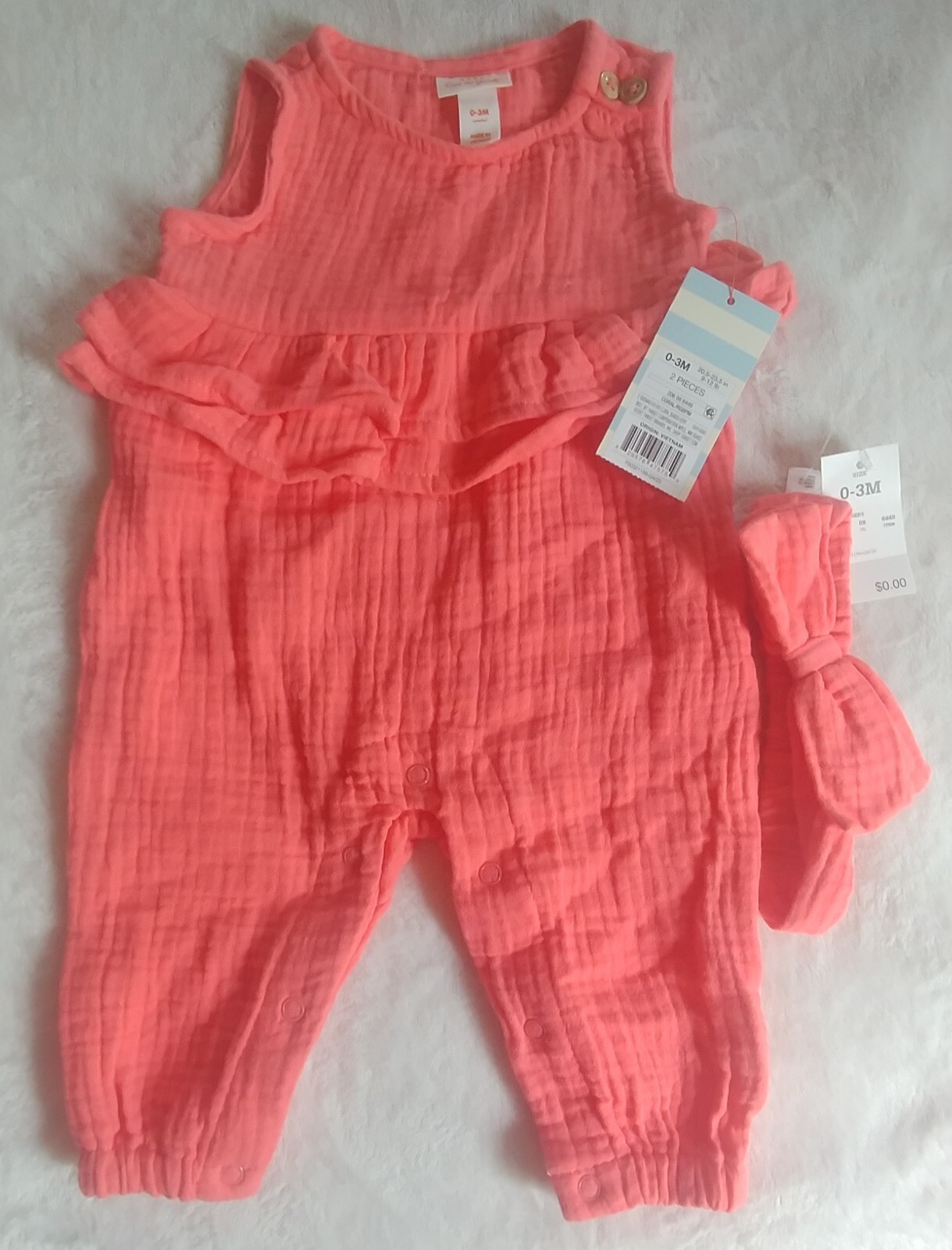 pants and headband NEW Cat and Jack jump suit sleeveless 0 to 3 month baby girl