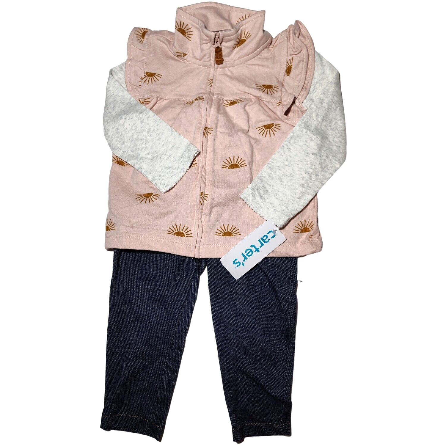 Carter’s Baby Girl 24 Mos 3pc Pants Bodysuit Vest Outfit Set Jean Leggings NWT