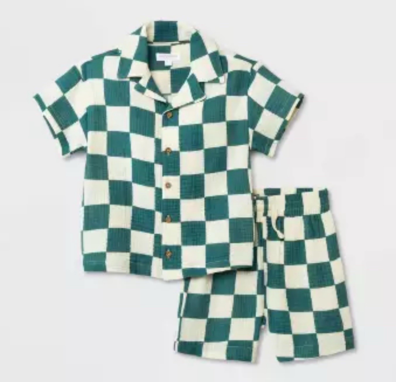🥥 Grayson Mini Top & Bottom Set Baby Boy’s Green Checker Size 18Months 🆕