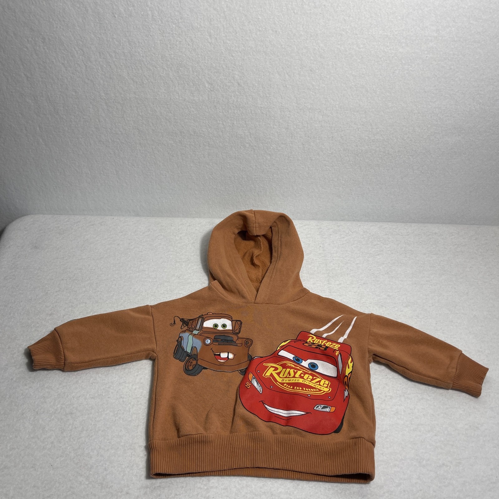 Disney Cars 2 Piece Brown Sweatsuit Hoodie Cargo Pants Lightning McQueen Sz 12M