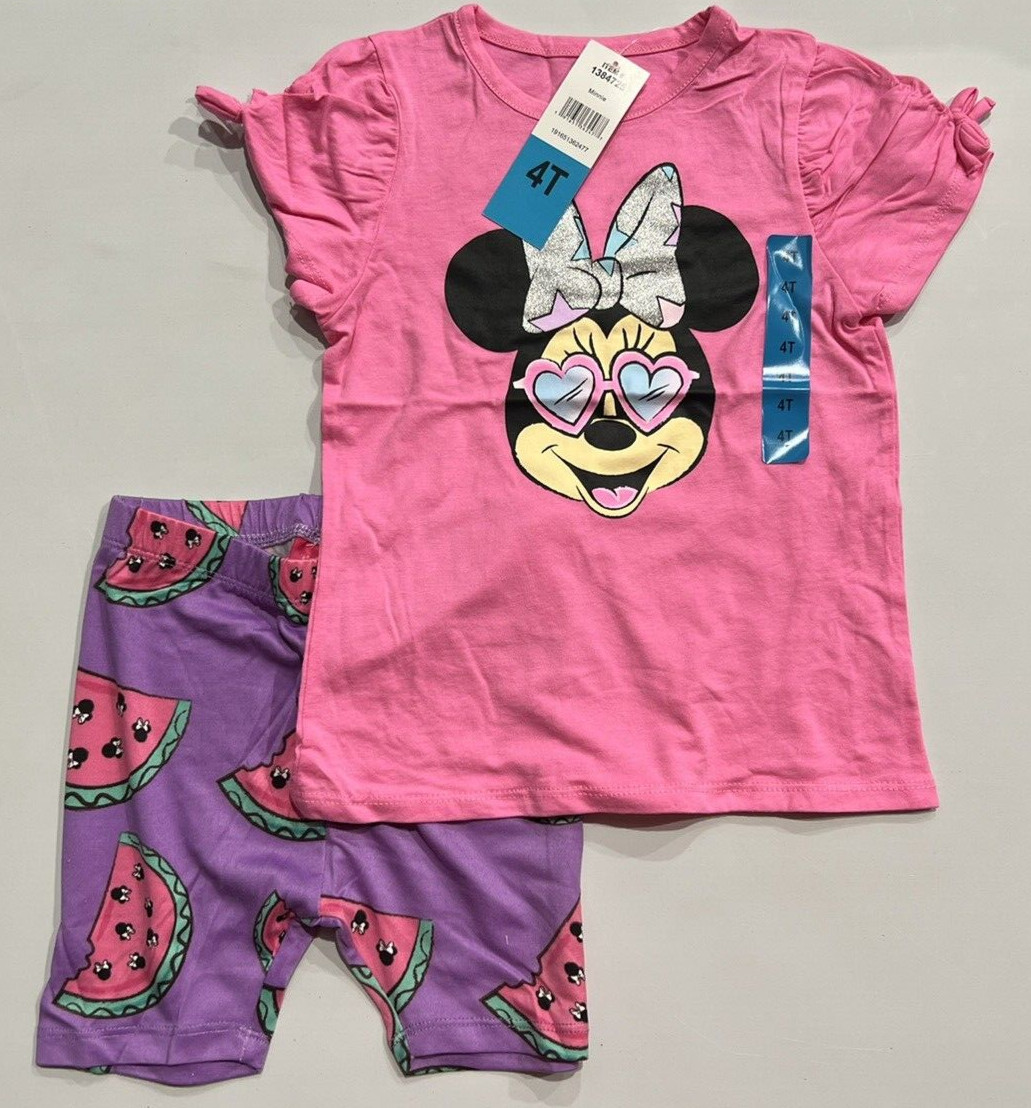 Girls Size 4T Disney Minnie Mouse Adorable 5-Piece Set Tops & Leggings